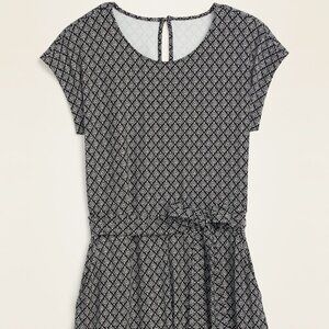 Old Navy Black & White Jersey Tie‎ Belt Romper Size Small